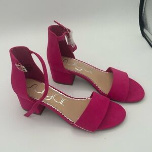 Sugar Hot Pink Block Heel Sandals Ankle Strap Womens Size _ (Barbiecore)